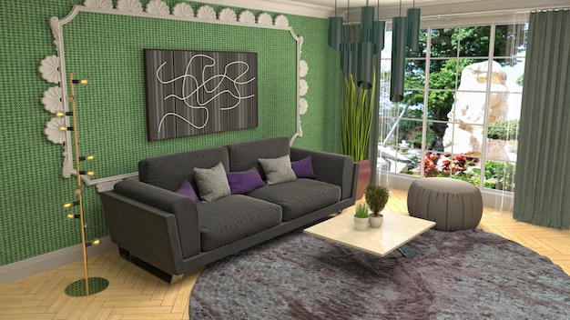 Illustration of the living room interior