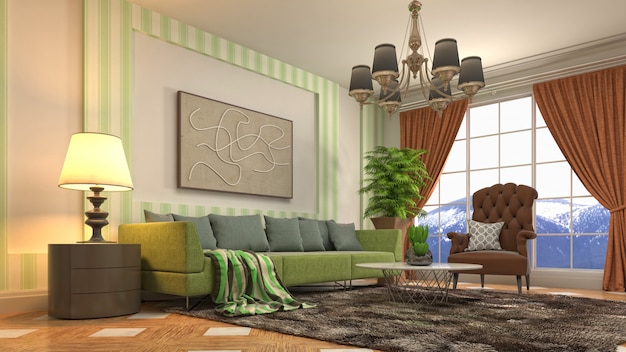 Illustration of the living room interior