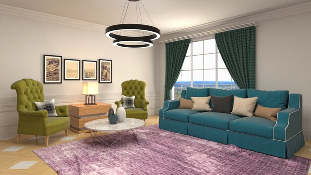 Illustration of the living room interior