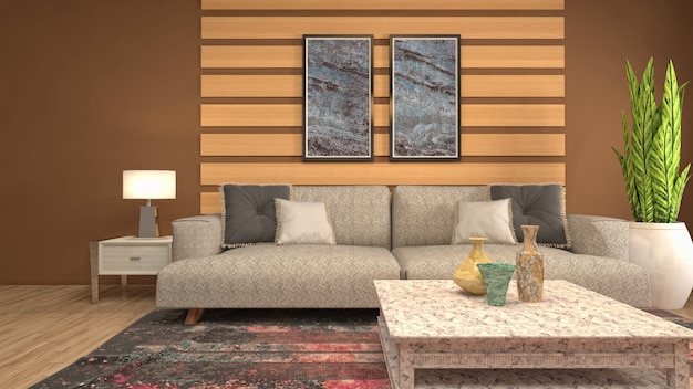 Illustration of the living room interior