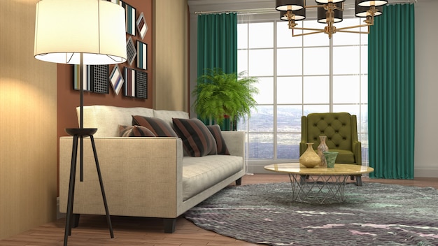 Illustration of the living room interior