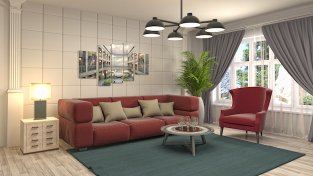 Illustration of the living room interior