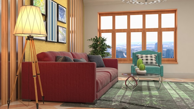 Illustration of the living room interior