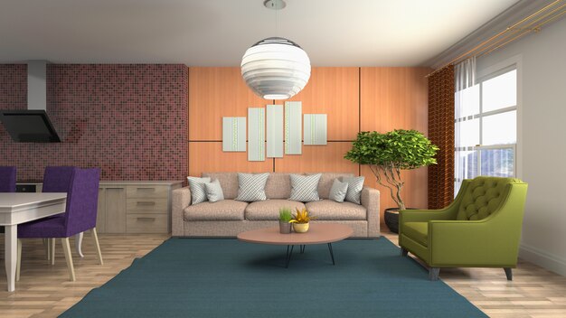 Illustration of the living room interior