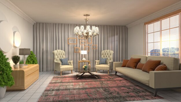 Illustration of the living room interior