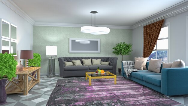 Illustration of the living room interior