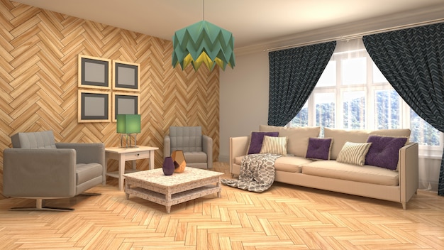 Illustration of the living room interior