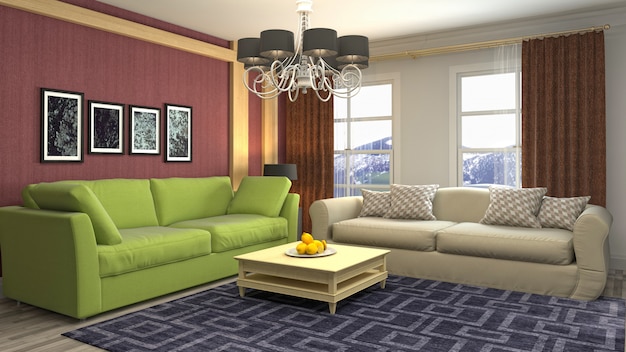 Illustration of the living room interior