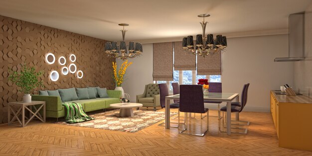 Illustration of the living room interior