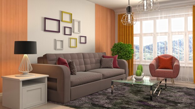 Illustration of the living room interior