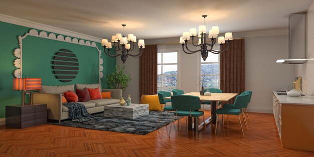 Illustration of the living room interior