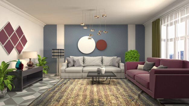 Illustration of the living room interior