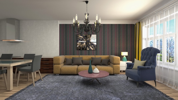 Illustration of the living room interior