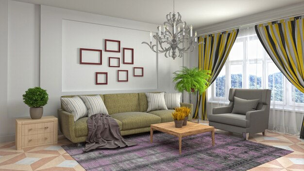 Illustration of the living room interior