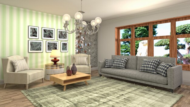 Illustration of the living room interior