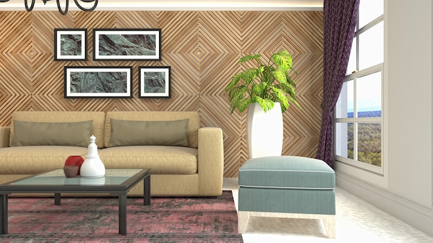 Illustration of the living room interior