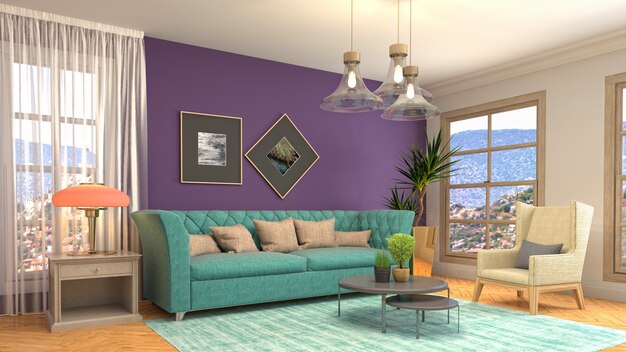 Illustration of the living room interior