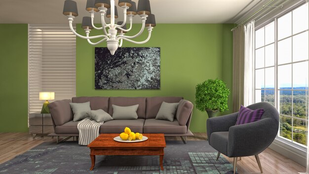 Illustration of the living room interior