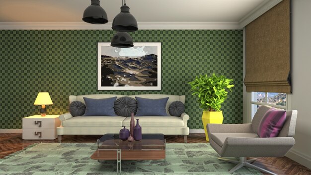 Illustration of the living room interior