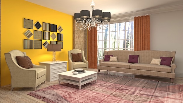 Illustration of the living room interior