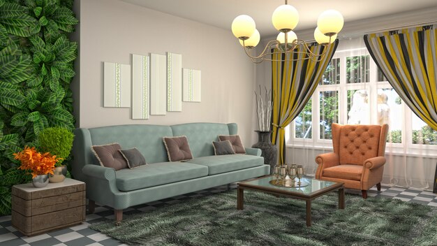 Illustration of the living room interior