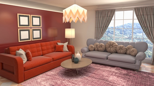 Illustration of the living room interior