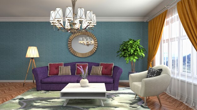 Illustration of the living room interior