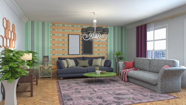 Illustration of the living room interior