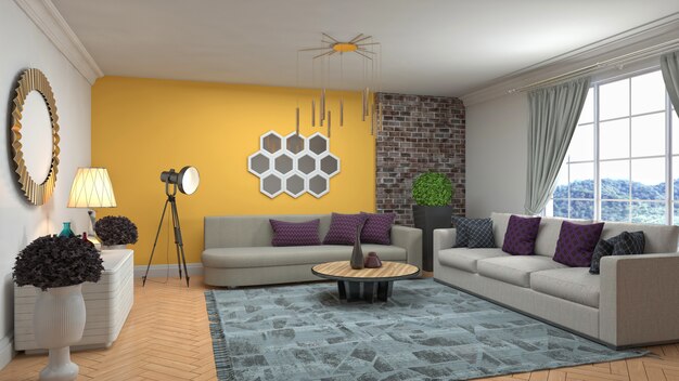 Illustration of the living room interior