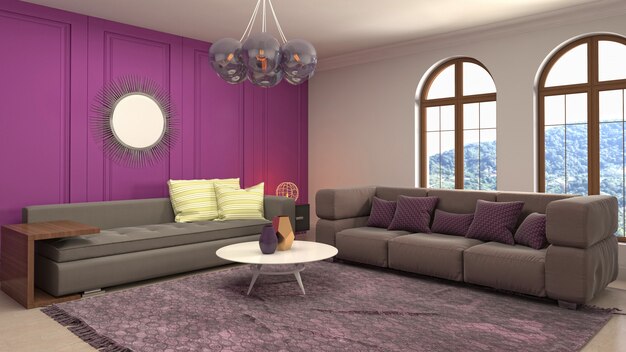 Illustration of the living room interior