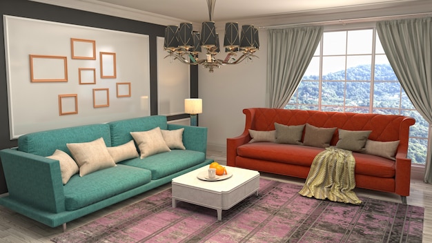 Illustration of the living room interior