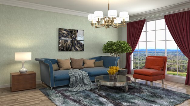 Illustration of the living room interior