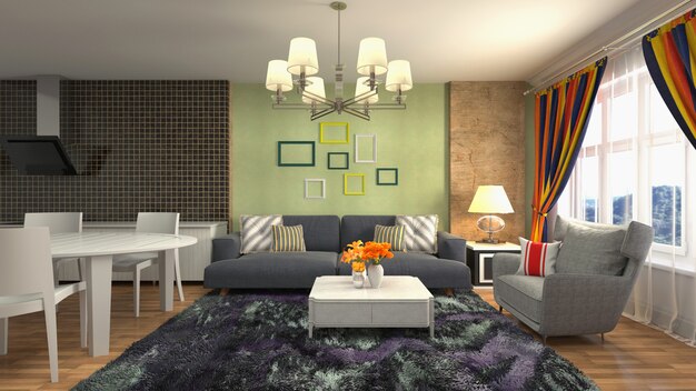 Illustration of the living room interior