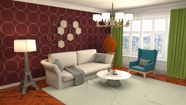 Illustration of the living room interior