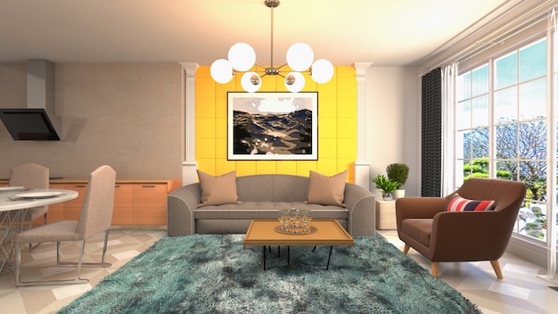 Illustration of the living room interior