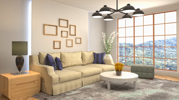 Illustration of the living room interior