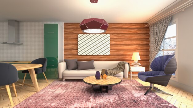 Illustration of the living room interior