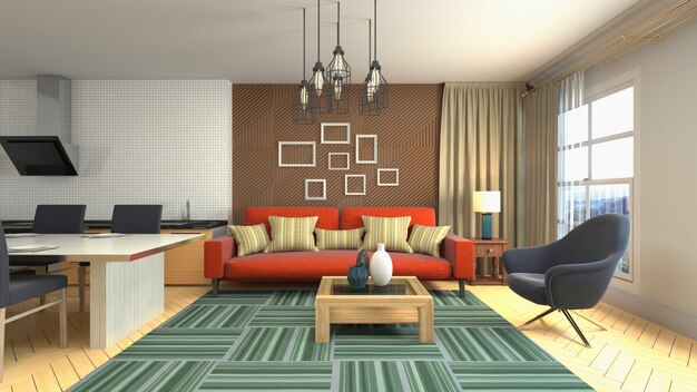 Illustration of the living room interior