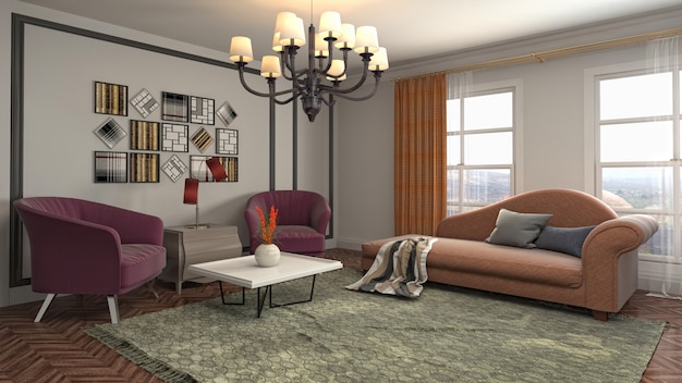 Illustration of the living room interior