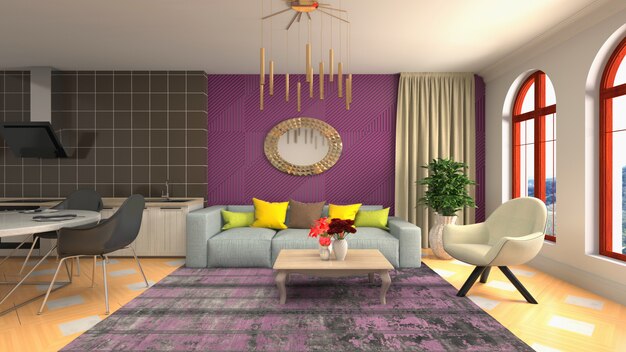 Illustration of the living room interior