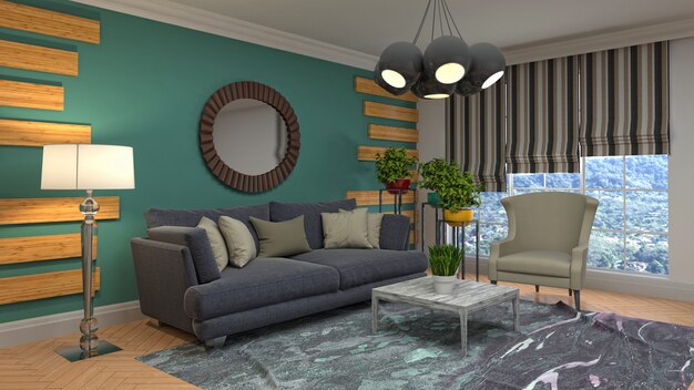 Illustration of the living room interior