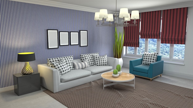 Illustration of the living room interior