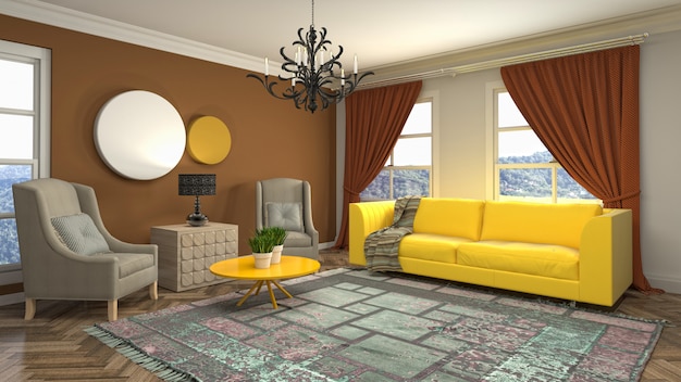 Illustration of the living room interior