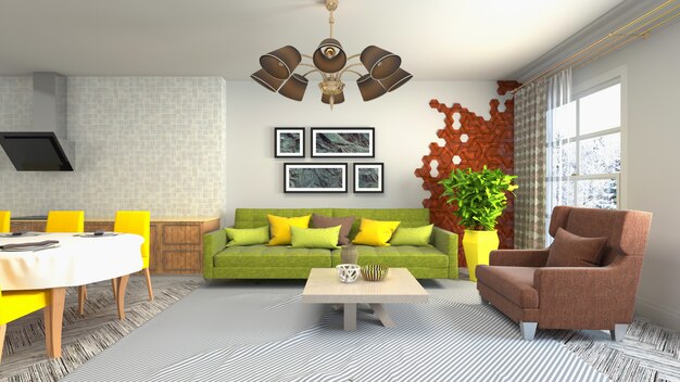 Illustration of the living room interior