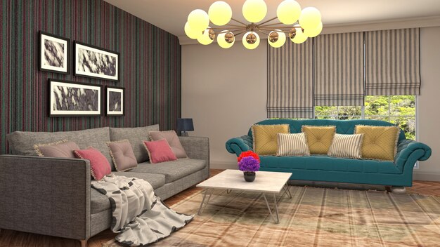 Illustration of the living room interior