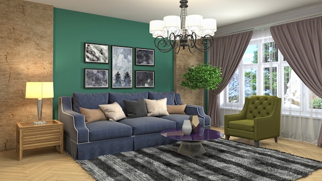 Illustration of the living room interior