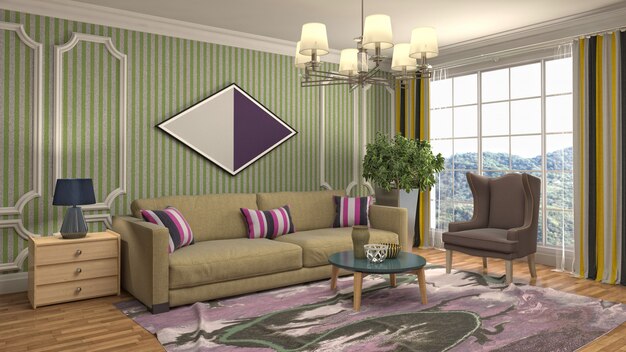 Illustration of the living room interior