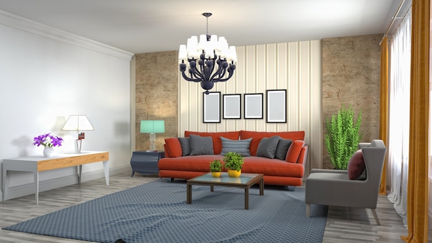 Illustration of the living room interior