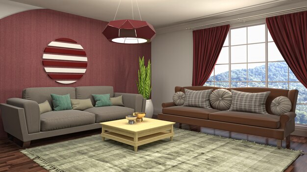 Illustration of the living room interior