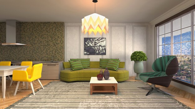 Illustration of the living room interior